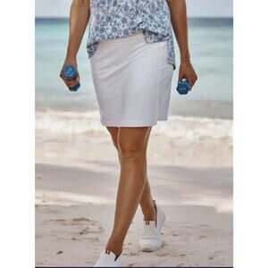 NWT J. Jill Skort Womens Size Large TALL Fit A Line Knit White Skirt Pull On New